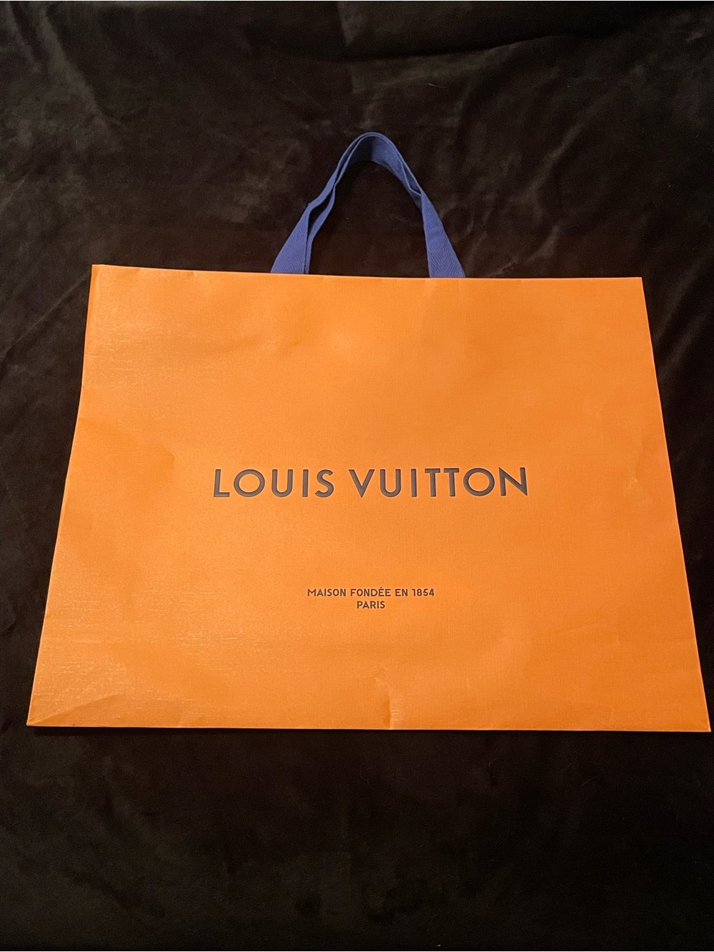 Louis Vuitton Orange Tote with Blue Handles